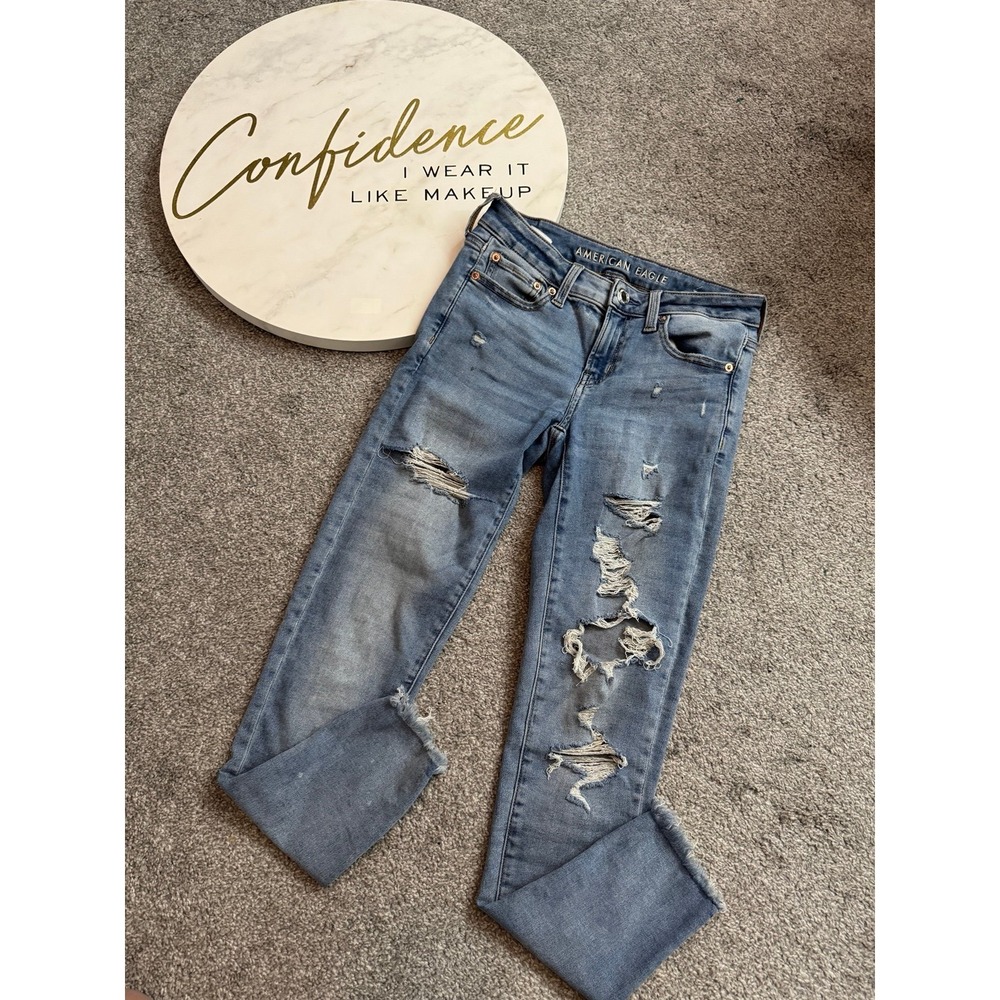 American Eagle Skinny Jeans Light Wash Ripped Ne(x)t Level Stretch 4 Regular